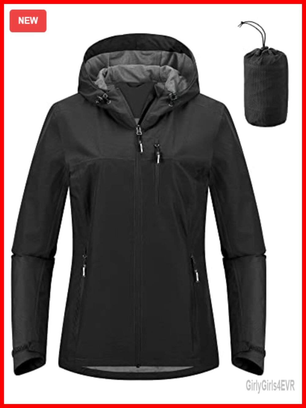 Packable Waterproof Rain Jacket with Hood Ultralight Cycling Raincoat